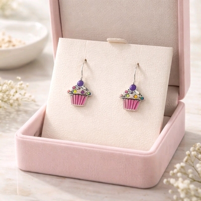 Ezüst muffin gyerek fülbevaló (02203-52)