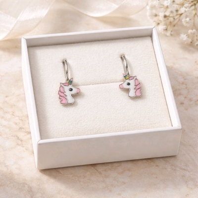 Ezüst Unikornis gyerek fülbevaló (02203-53)