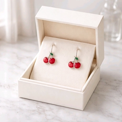 Ezüst cseresznye gyerek fülbevaló (02203-54)