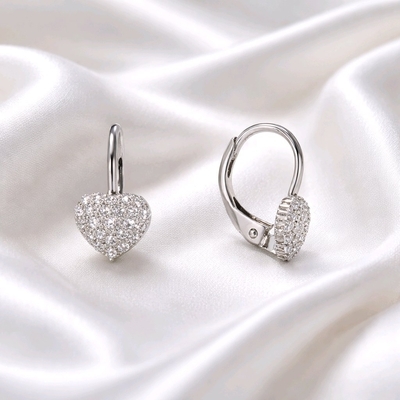 Ezüst szív fülbevaló (02203-56)