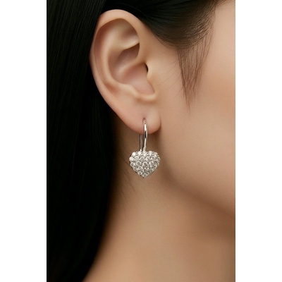 Ezüst szív fülbevaló (02203-56)