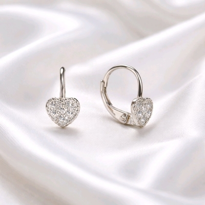 Ezüst szív gyerek fülbevaló (02203-59)