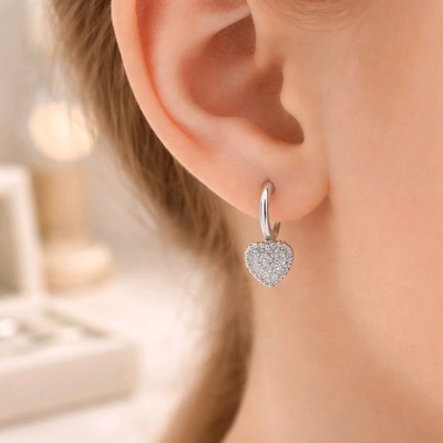 Ezüst szív gyerek fülbevaló (02203-59)