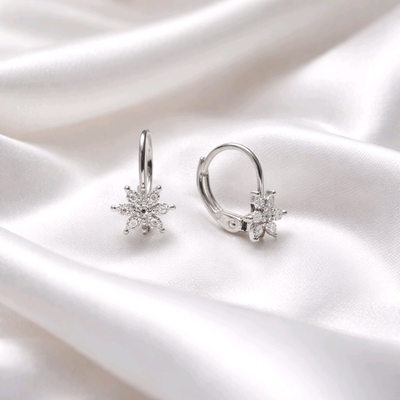 Ezüst virág fülbevaló (02203-60)