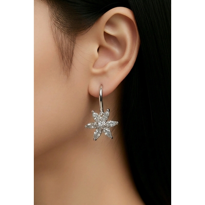 Ezüst virág fülbevaló (02203-60)