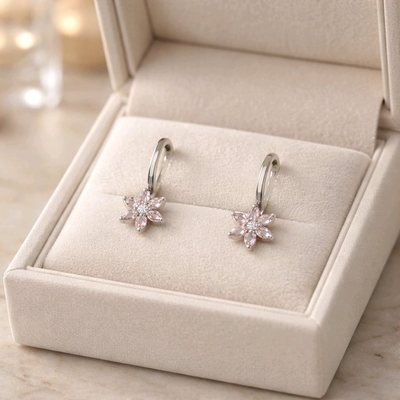 Ezüst virág gyerek fülbevaló (02203-61)