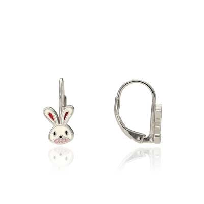 Ezüst nyuszi gyerek fülbevaló (02203-6)