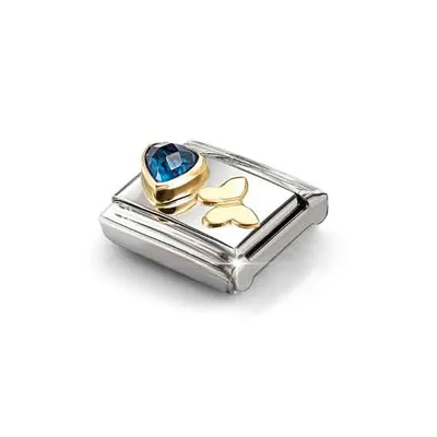 Nomination "Kék szív és sárga pillangó" charm (030613-16)