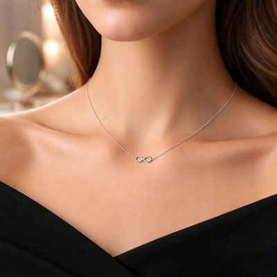 Fehér arany végtelen nyaklánc 45 cm (03F118-3)