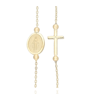 Arany Szűz Mária kereszttel nyaklánc 45 cm (03S118-6)
