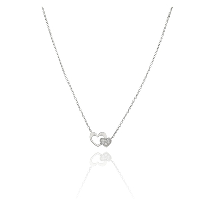 Ezüst dupla szív nyaklánc 45 cm (04115-58)