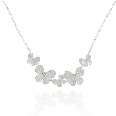 Ezüst pillangók nyaklánc 47 cm (05118-1)