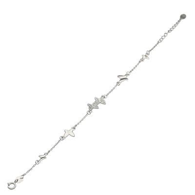 Ezüst pillangó karlánc (07118-153)