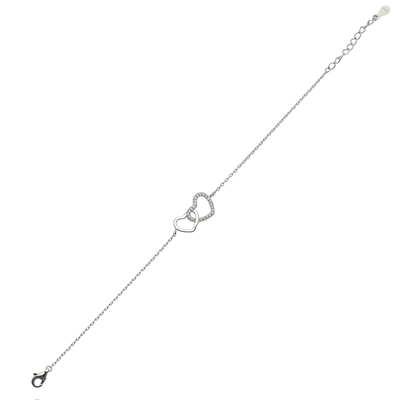 Ezüst dupla szív karlánc 20 cm (07118-156)