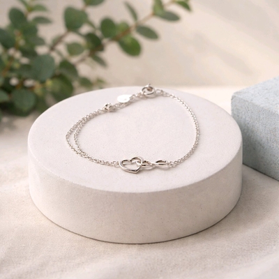 Ezüst végtelen szív karkötő 20 cm (07118-189)