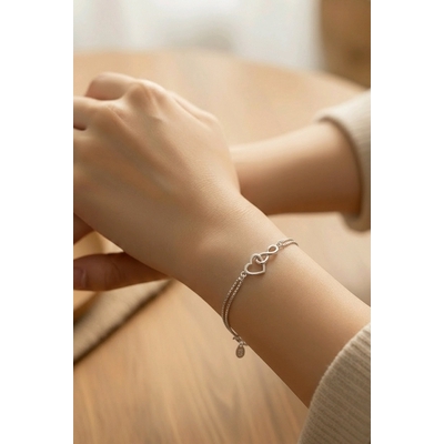 Ezüst végtelen szív karkötő 20 cm (07118-189)