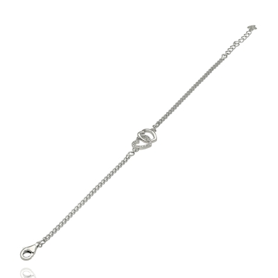 Ezüst dupla szív karkötő 17 cm (07118-48)