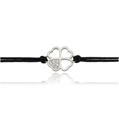 Ezüst lóhere szív karkötő 16 cm (07BL172-01)