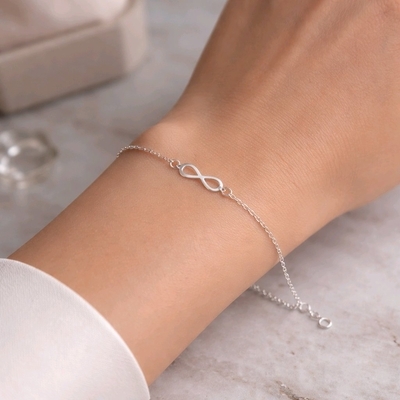 Fehér arany végtelen karlánc 17 cm (07F118-2)