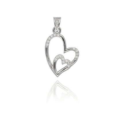 Ezüst dupla szív medál (09139-56)