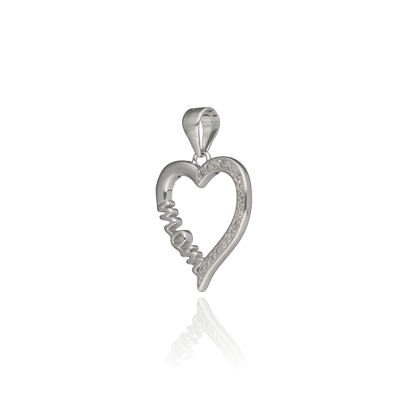 Ezüst szív medál "MOM" felirattal (09139-57)