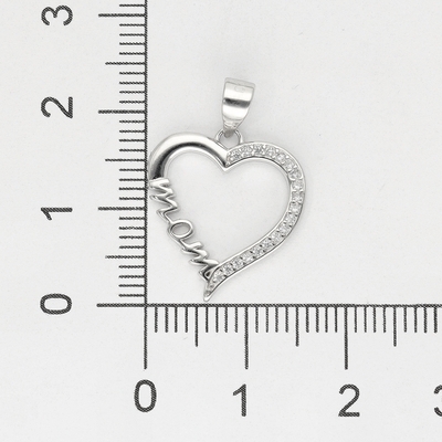 Ezüst szív medál "MOM" felirattal (09139-57)