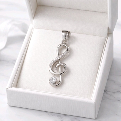 Ezüst violin kulcs medál (09149-8)