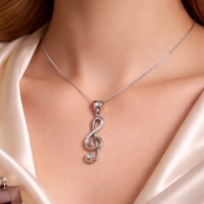 Ezüst violin kulcs medál (09149-8)