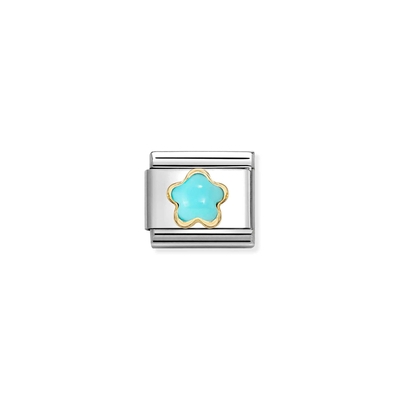 Nomination "Türkiz virág" charm (030522-06)