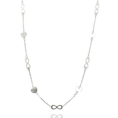 Fehér arany végtelen szív nyaklánc 45 cm (129-L304-BR-CL-F)