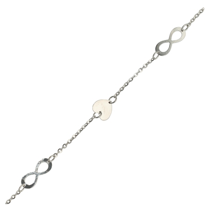 Fehér arany végtelen szív nyaklánc 45 cm (129-L304-BR-CL-F)