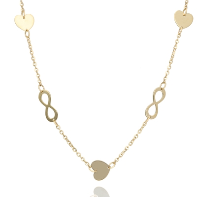 Arany végtelen szív nyaklánc 45 cm (129-L304-BR-CL)