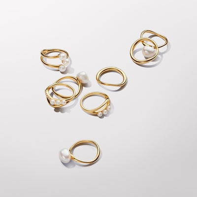 Pandora 14k aranyozott organikus formájú gyűrű 54-es méret (163314C00-54)