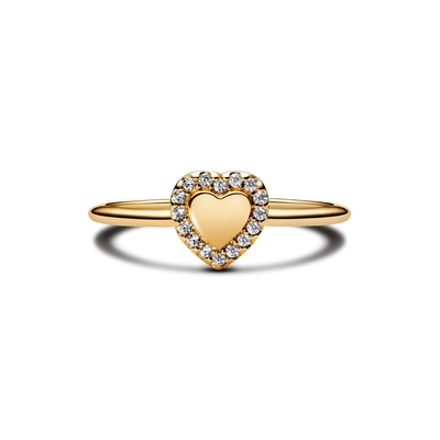 Pandora 14K aranyozott gravírozható szív glória gyűrű 50-es méret (163801C01-50)