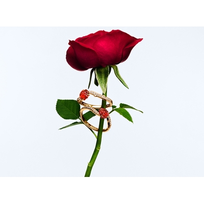 Pandora Disney "A Szépség és a Szörnyeteg rózsa" gyűrű cirkóniával és piros muránói üveggel 58-as méret (163984C01-58)