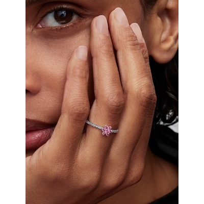 Pandora Csillogó rózsaszín virágos gyűrű 54-es méret (194499C02-54)