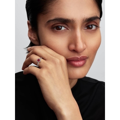 Pandora Kiemelt fukszia piros szív gyűrű 58-as méret (198421C13-58)