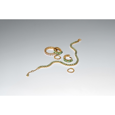 Pandora 14K aranyozott zöld karika fülbevaló (263851C01)