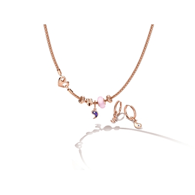 Pandora kígyólánc mintás 14k rózsaaranyozott karika fülbevaló (282728C00)