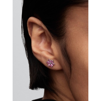 Pandora Herbarium csillogó rózsaszín virágos fülbevaló (292633C02)