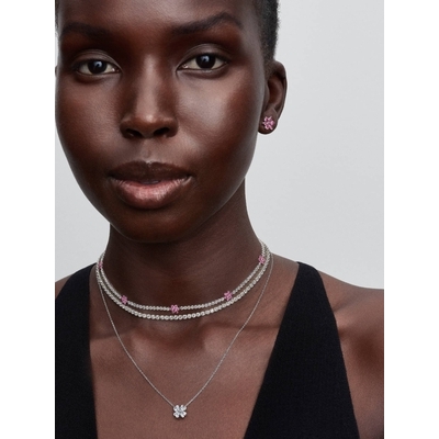 Pandora Herbarium csillogó rózsaszín virágos fülbevaló (292633C02)