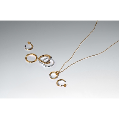 Pandora 14K aranyozott organikus formájú kéttónusú medálos nyaklánc (363882C00-45)