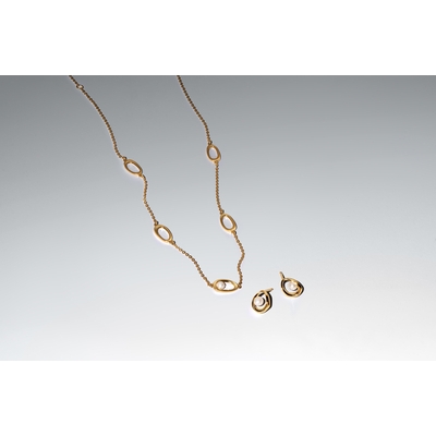 Pandora 14K aranyozott organikus formájú ovális nyaklánc (363883C01-45)