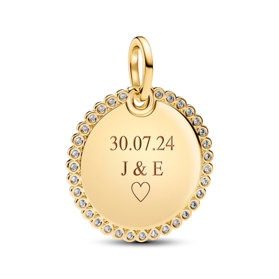 Pandora gravírozható kerek medál cirkóniával (364007C01)