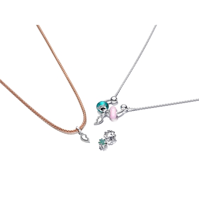 Pandora szegecses 14k rózsaaranyozott nyaklánc szív csattal (382451C00-45)