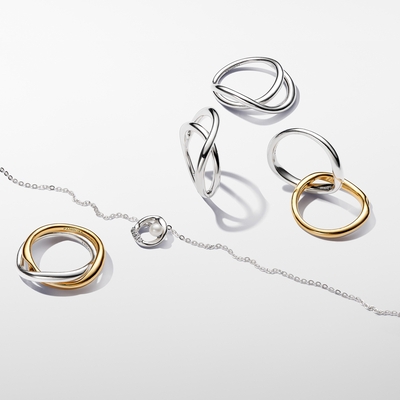 Pandora organikus formájú pavé és édesvízi tenyésztett gyöngy nyaklánc (393303C01-45)