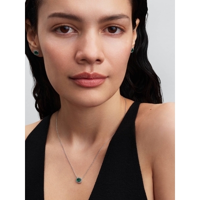 Pandora Téglalap alakú, csillogó zöld kristály medálos nyaklánc (394503C01-45)