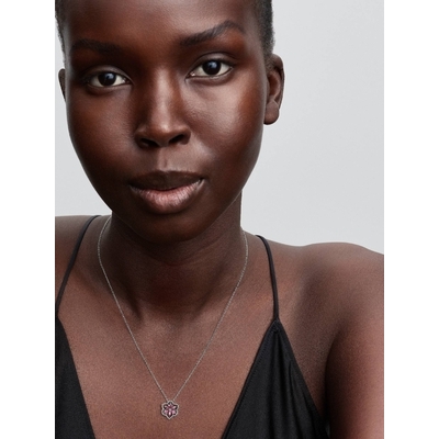 Pandora Herbarium csillogó rózsaszín virágos medálos nyaklánc (394576C01-45)