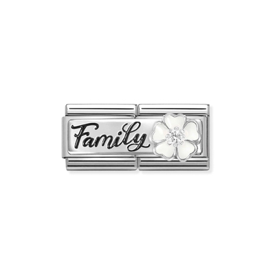 Nomination "Family dupla fehér virággal" charm (330734-17)