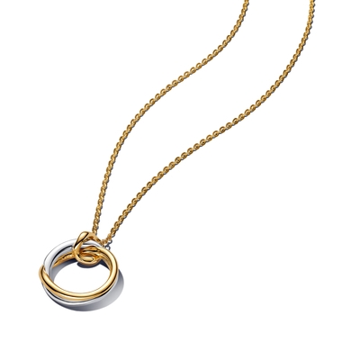 Pandora 14K aranyozott organikus formájú kéttónusú medálos nyaklánc (363882C00-45)